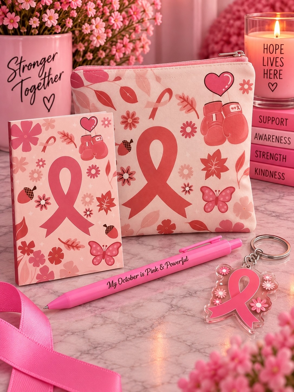 Pink Breast Cancer Awareness 4-Piece Gift Set!!